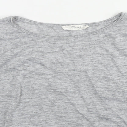 Womens UK Size M Zara Grey Cropped T-Shirt