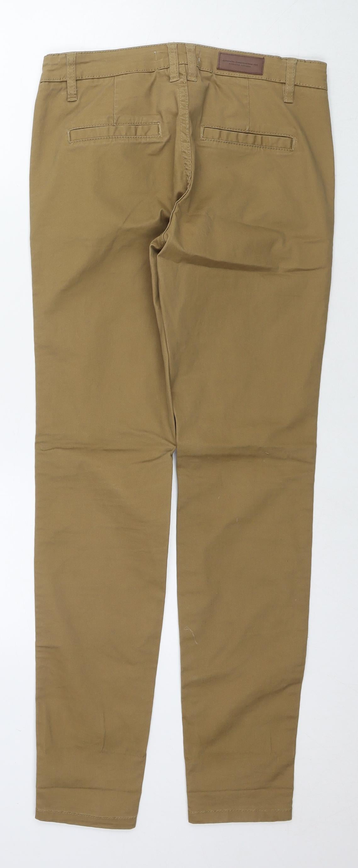H&M Womens Brown Cotton Straight Jeans Size 8 L31 in Regular Zip