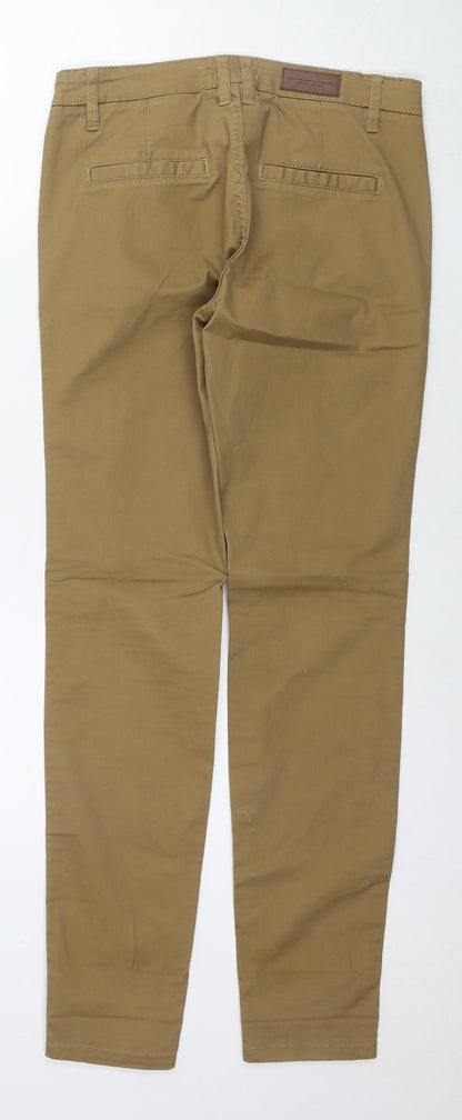 H&M Womens Brown Cotton Straight Jeans Size 8 L31 in Regular Zip