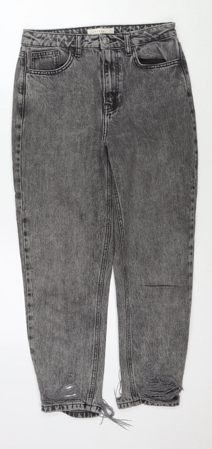 Topshop Womens Grey Cotton Mom Jeans Size 28 in L30 in Regular Zip