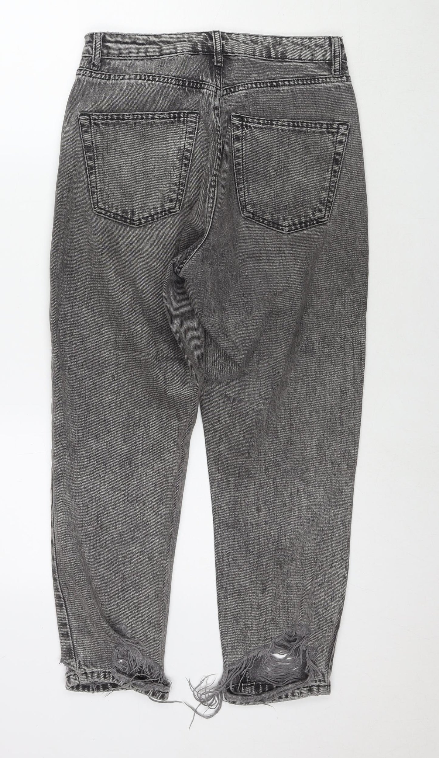 Topshop Womens Grey Cotton Mom Jeans Size 28 in L30 in Regular Zip