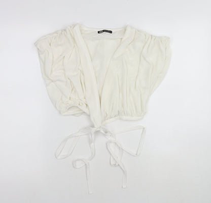 Womens UK Size S Zara White Wrap Blouse