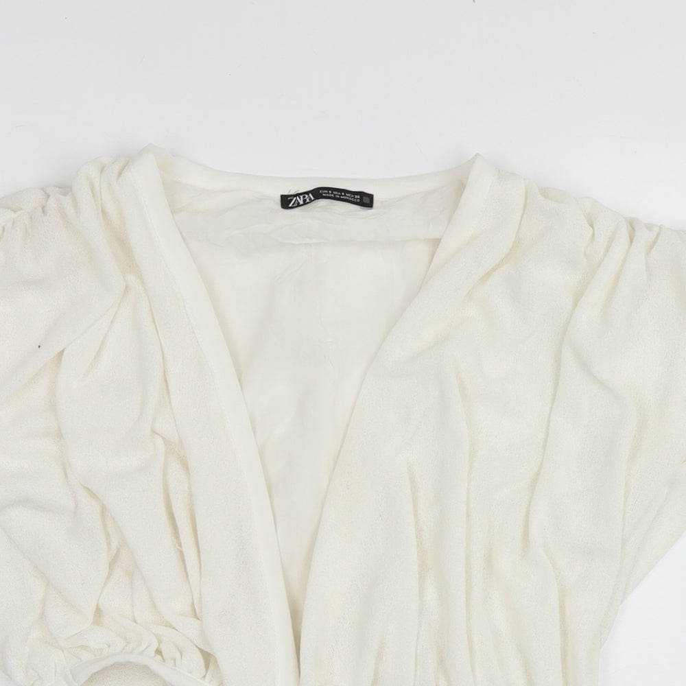 Womens UK Size S Zara White Wrap Blouse
