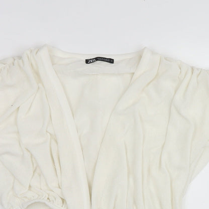 Womens UK Size S Zara White Wrap Blouse