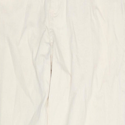 Marks and Spencer Mens Beige Cotton Tapered Jeans Size 38 in L33 in Regular Zip