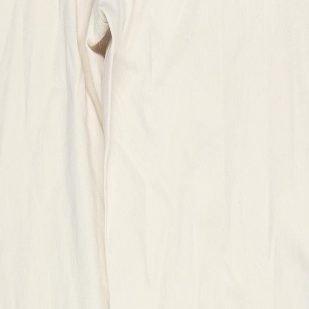 Marks and Spencer Mens Beige Cotton Tapered Jeans Size 38 in L33 in Regular Zip