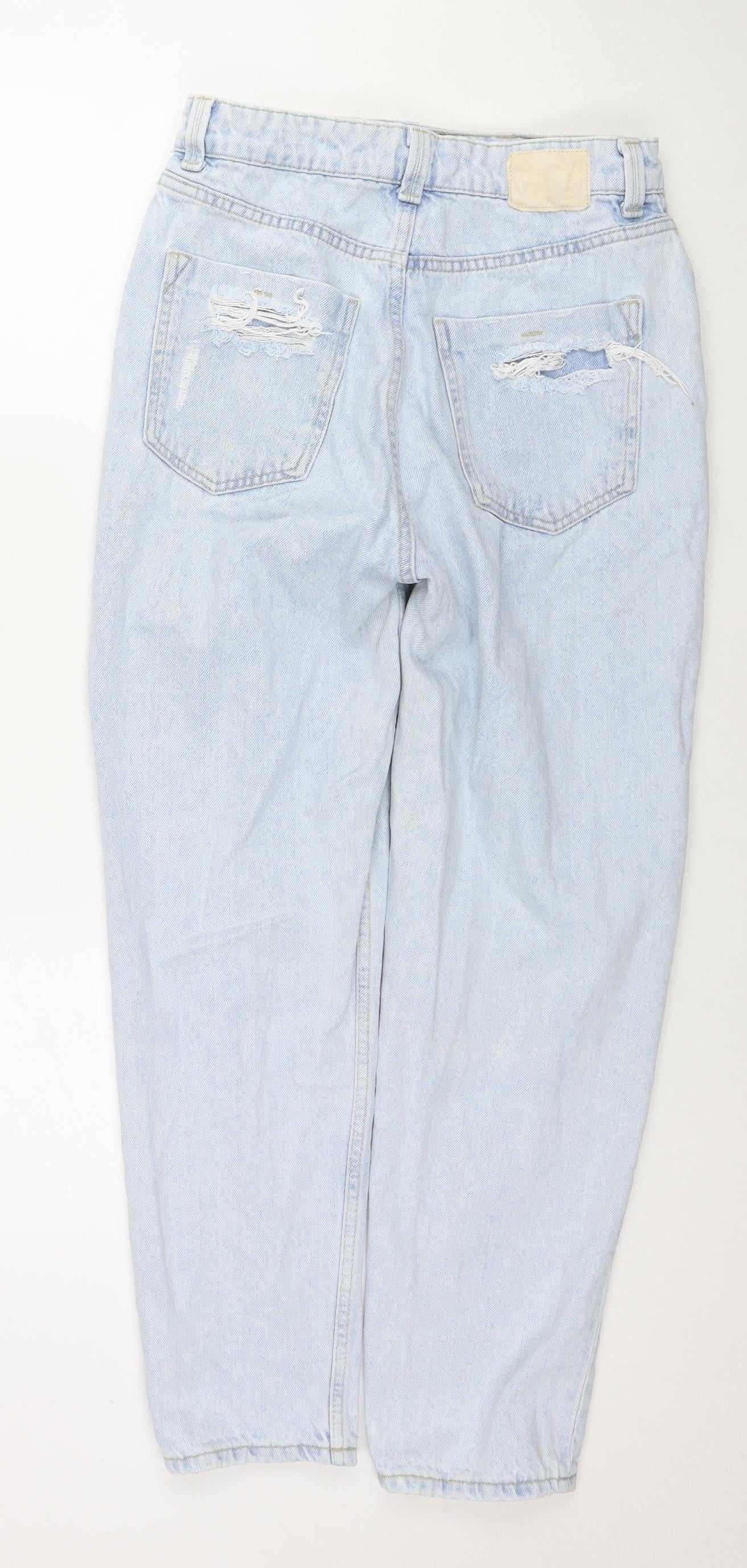 Zara Womens Blue Cotton Straight Jeans Size 10 L27 in Regular Zip