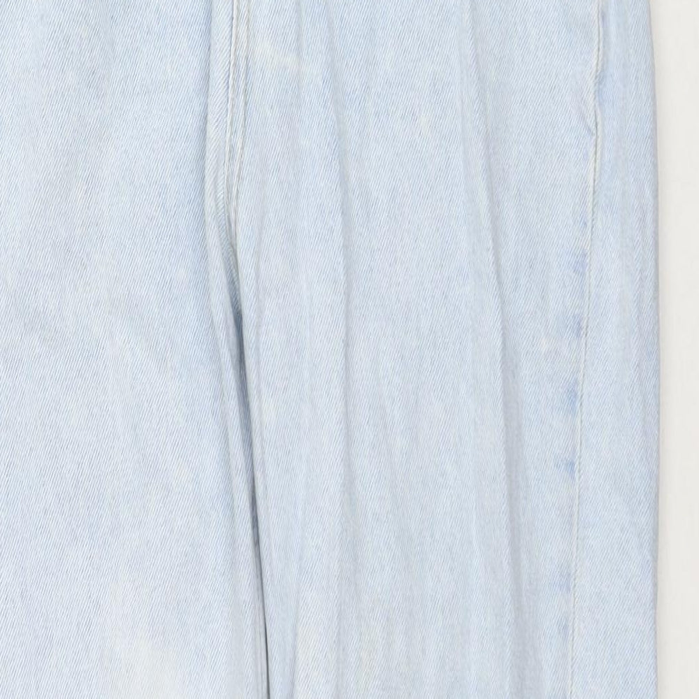 Zara Womens Blue Cotton Straight Jeans Size 10 L27 in Regular Zip