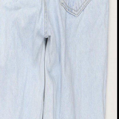 Zara Womens Blue Cotton Straight Jeans Size 10 L27 in Regular Zip