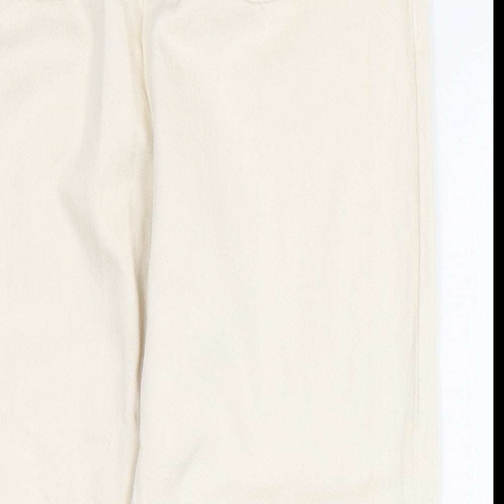 Zara Womens Ivory Cotton Straight Jeans Size 8 L24 in Regular Zip