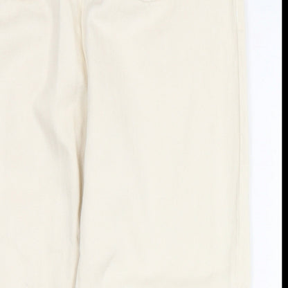 Zara Womens Ivory Cotton Straight Jeans Size 8 L24 in Regular Zip