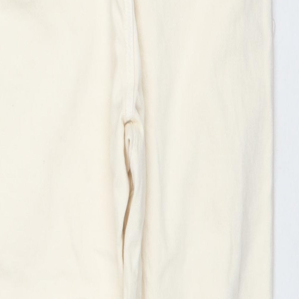 Zara Womens Ivory Cotton Straight Jeans Size 8 L24 in Regular Zip