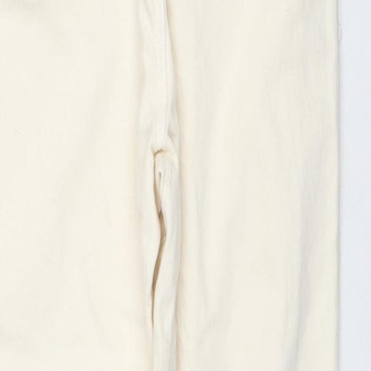 Zara Womens Ivory Cotton Straight Jeans Size 8 L24 in Regular Zip
