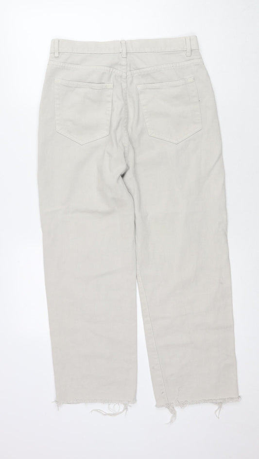 Pull&Bear Womens Grey Cotton Straight Jeans Size 10 L25 in Regular Zip