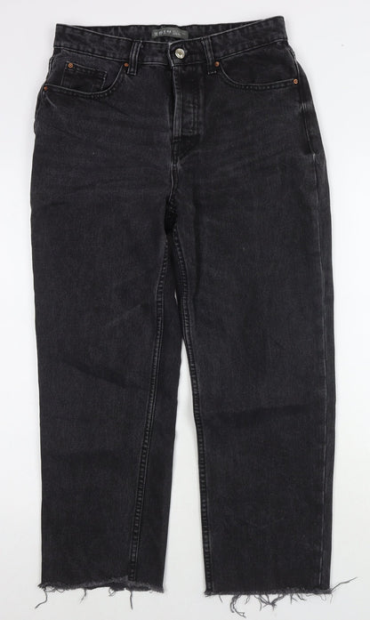 Denim & Co. Womens Black Cotton Straight Jeans Size 12 L26 in Regular Zip