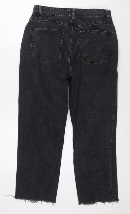 Denim & Co. Womens Black Cotton Straight Jeans Size 12 L26 in Regular Zip