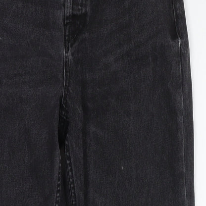 Denim & Co. Womens Black Cotton Straight Jeans Size 12 L26 in Regular Zip