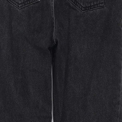 Denim & Co. Womens Black Cotton Straight Jeans Size 12 L26 in Regular Zip