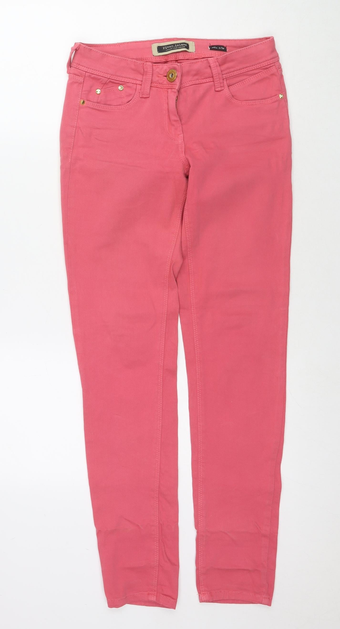 River Island Womens Pink Cotton Skinny Jeans Size 6 L30 in Regular Zip