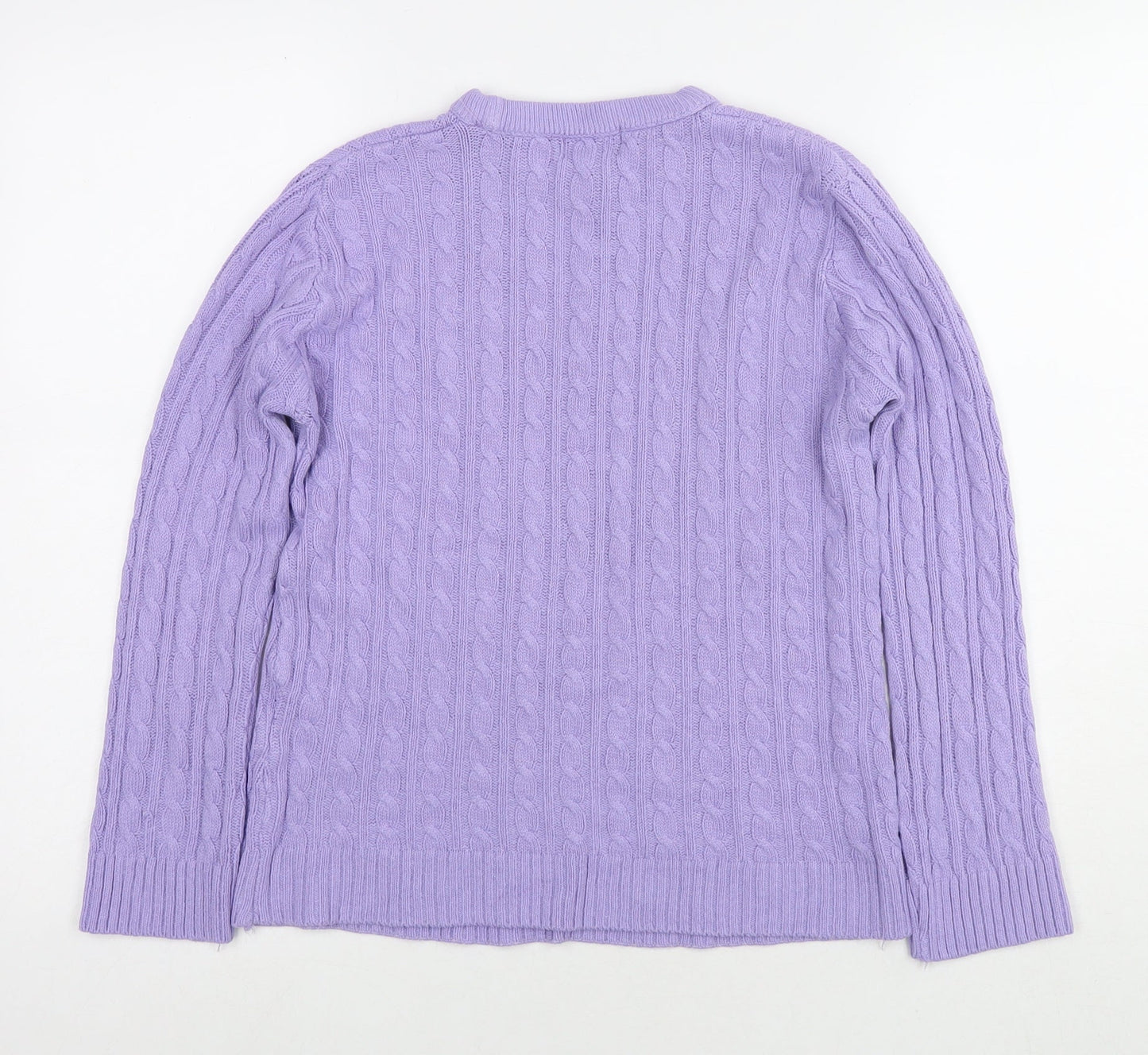 Chick Womens Purple Round Neck Cotton Pullover Jumper Size S