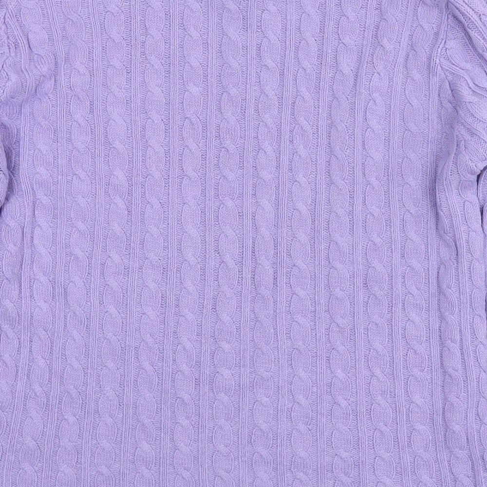 Chick Womens Purple Round Neck Cotton Pullover Jumper Size S