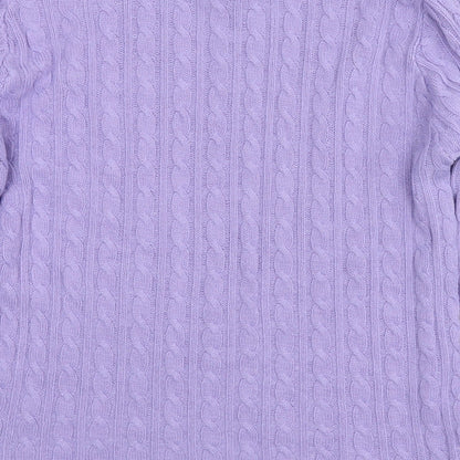Chick Womens Purple Round Neck Cotton Pullover Jumper Size S
