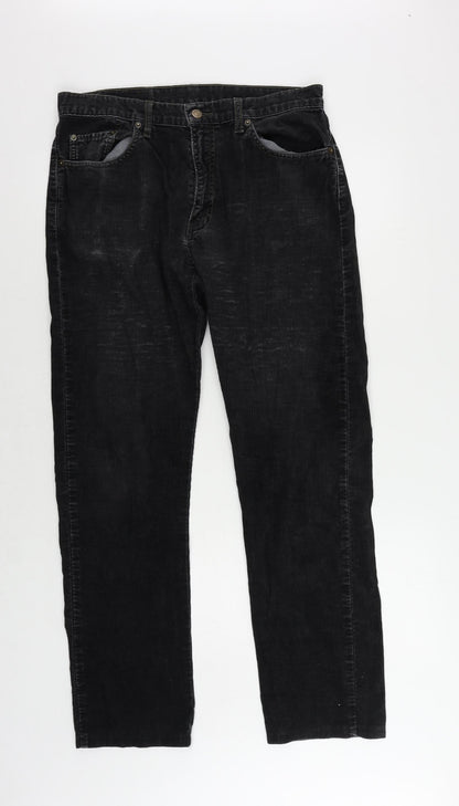 Levi's Mens Black Cotton Trousers Size 32 in L30 in Regular Zip - Vintage