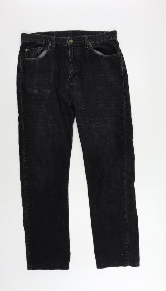 Levi's Mens Black Cotton Trousers Size 32 in L30 in Regular Zip - Vintage