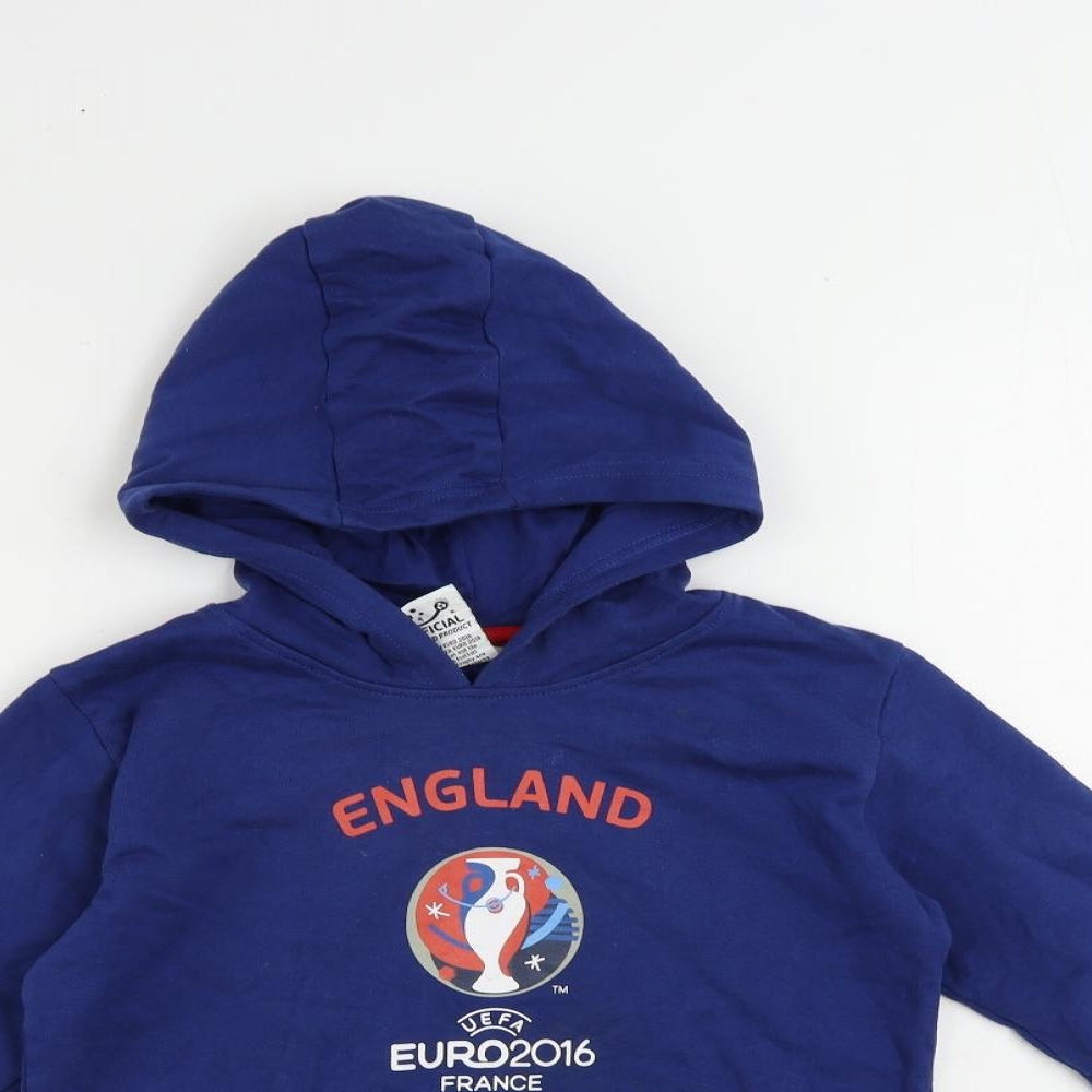 UEFA Boys Blue Cotton Pullover Hoodie Size 9-10 Years Pullover - England Euro 2016