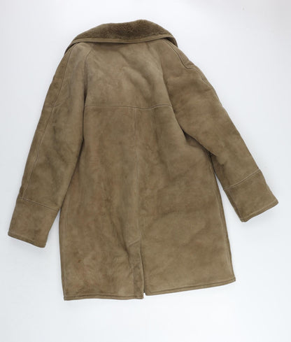 Bailey's Womens Beige Overcoat Coat Size M Button - Vintage Made in England Sheepskin
