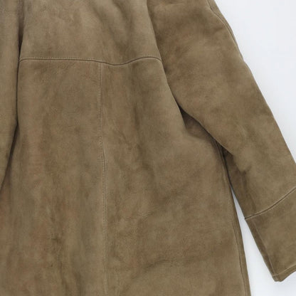 Bailey's Womens Beige Overcoat Coat Size M Button - Vintage Made in England Sheepskin