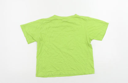 Moschino Junior Girls Green Cotton Pullover T-Shirt Size 8 Years Crew Neck Pullover
