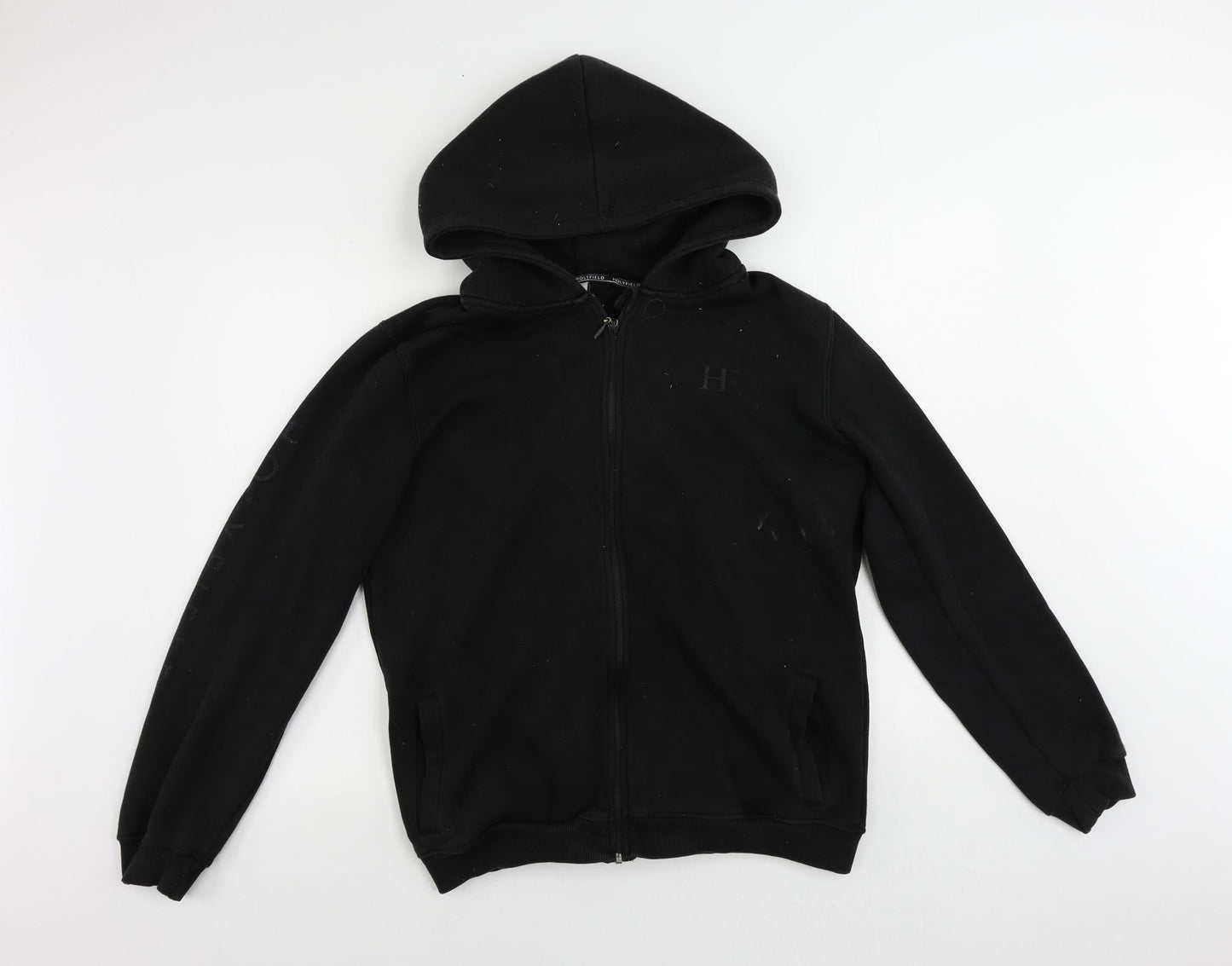 Holyfield Womens Black Cotton Full Zip Hoodie Size L Zip - Logo Vintage