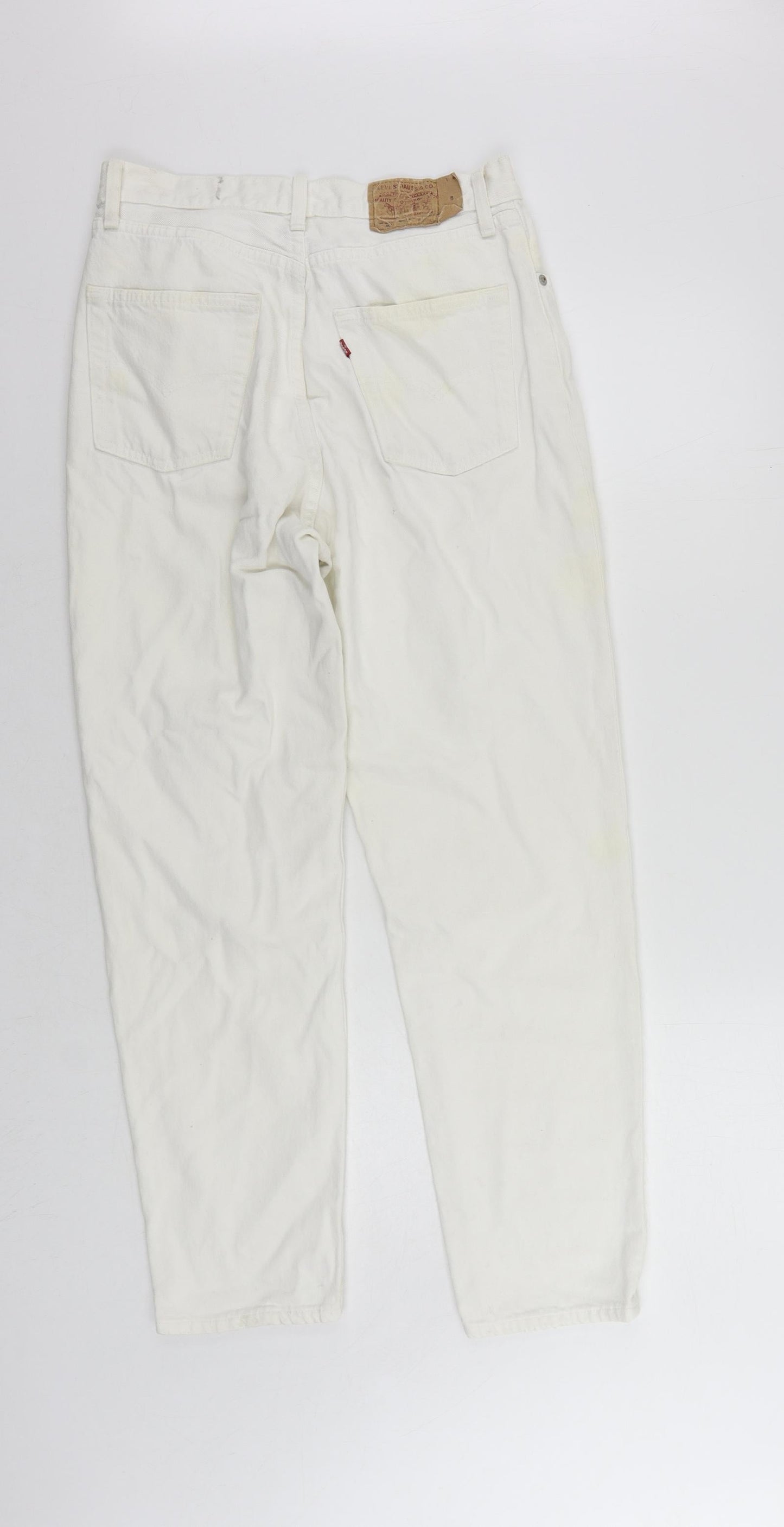 Levi's Womens White Cotton Straight Jeans Size 28 in L28 in Regular Button - Vintage