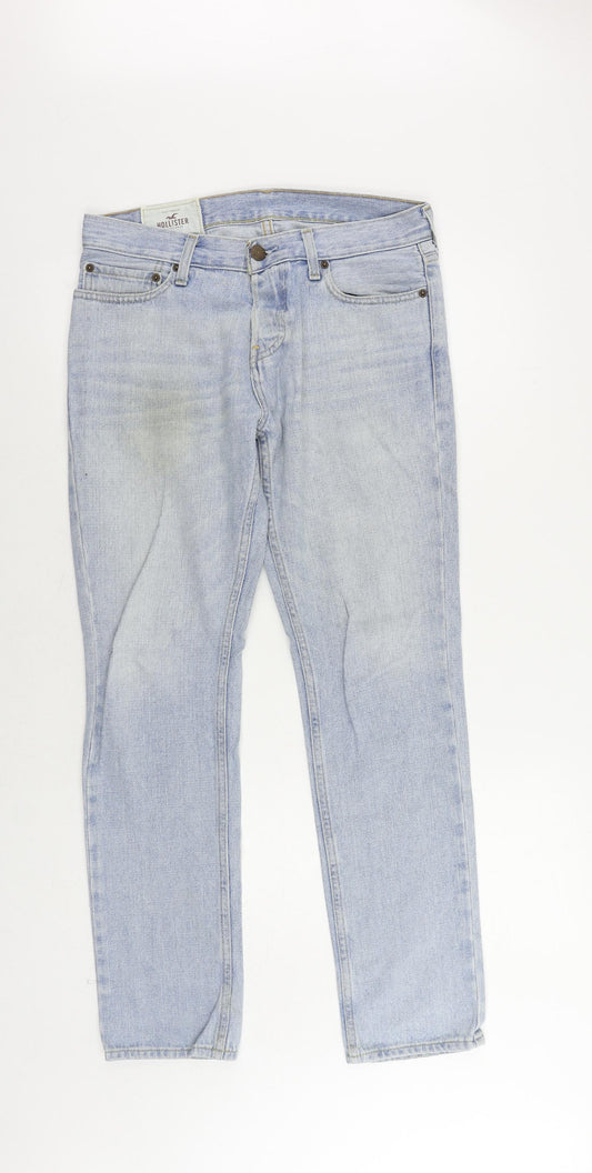 Hollister Mens Blue Cotton Straight Jeans Size 30 in L30 in Regular Button - Vintage