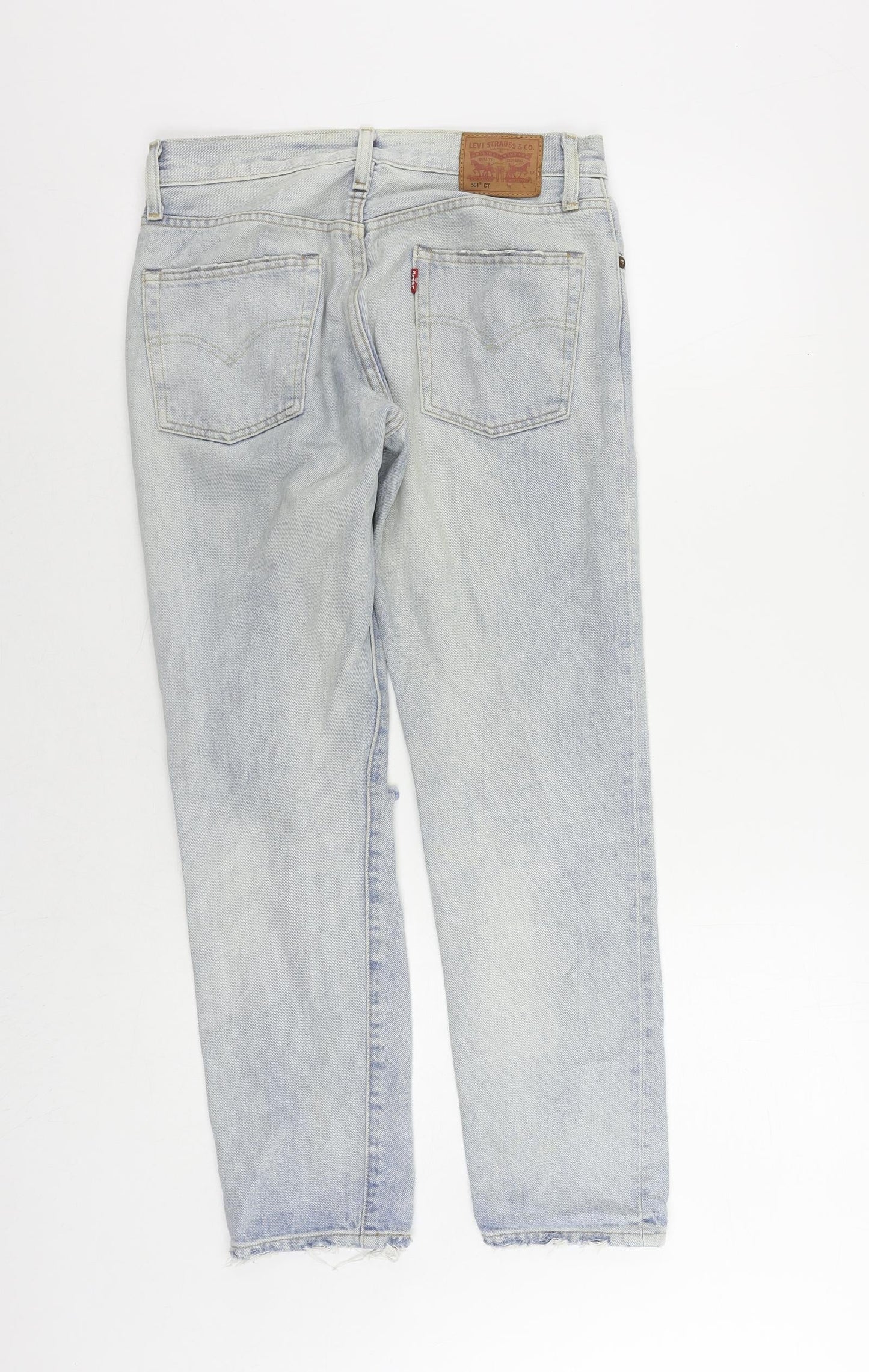 Levi's Womens Blue Cotton Straight Jeans Size 29 in L29 in Regular Button - Vintage