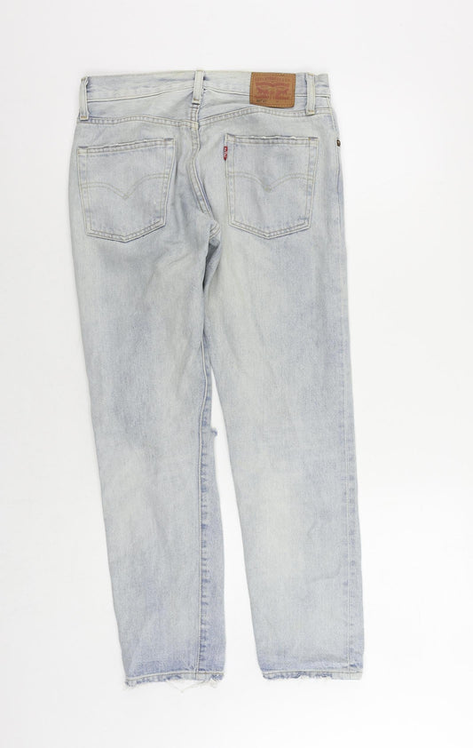 Levi's Womens Blue Cotton Straight Jeans Size 29 in L29 in Regular Button - Vintage