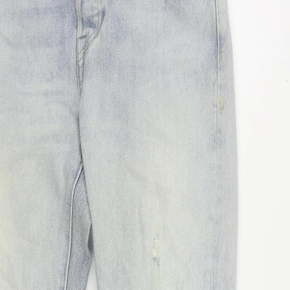 Levi's Womens Blue Cotton Straight Jeans Size 29 in L29 in Regular Button - Vintage