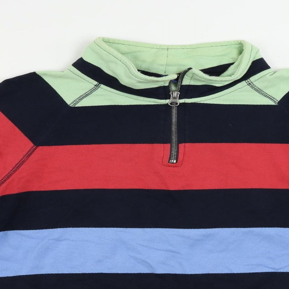 Cotton Traders Womens Multicoloured Striped Cotton Pullover Sweatshirt Size S Zip - Vintage