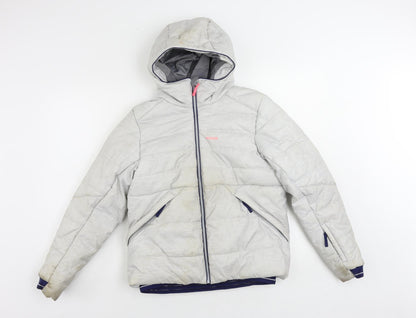 Wedze Girls Grey Puffer Jacket Jacket Size 12 Years Zip - Technical Waterproof Windproof Hooded