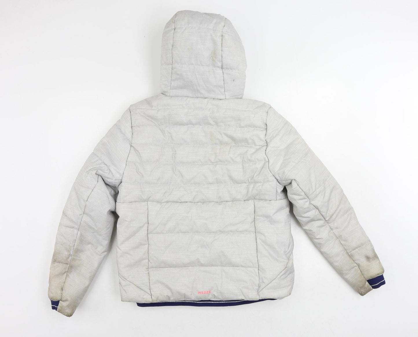 Wedze Girls Grey Puffer Jacket Jacket Size 12 Years Zip - Technical Waterproof Windproof Hooded