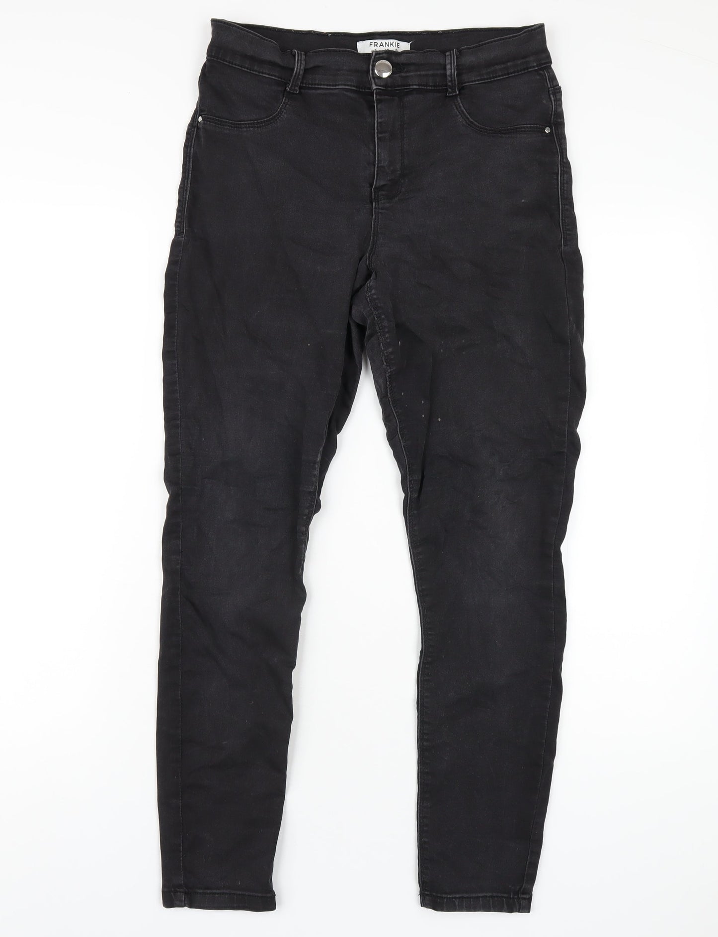 Dorothy Perkins Womens Black Cotton Skinny Jeans Size 12 L28 in Regular Zip