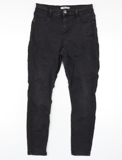 Dorothy Perkins Womens Black Cotton Skinny Jeans Size 12 L28 in Regular Zip