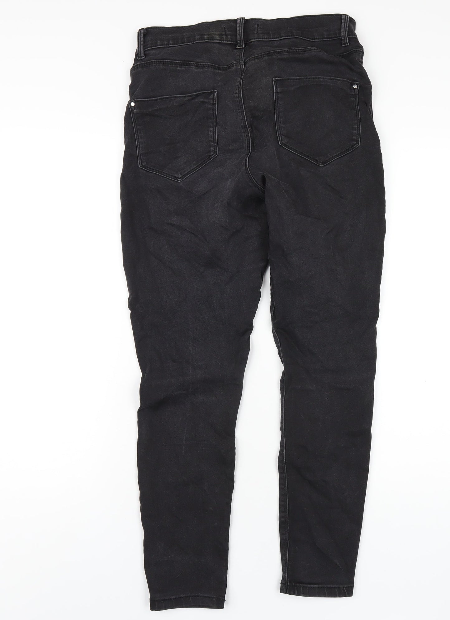 Dorothy Perkins Womens Black Cotton Skinny Jeans Size 12 L28 in Regular Zip