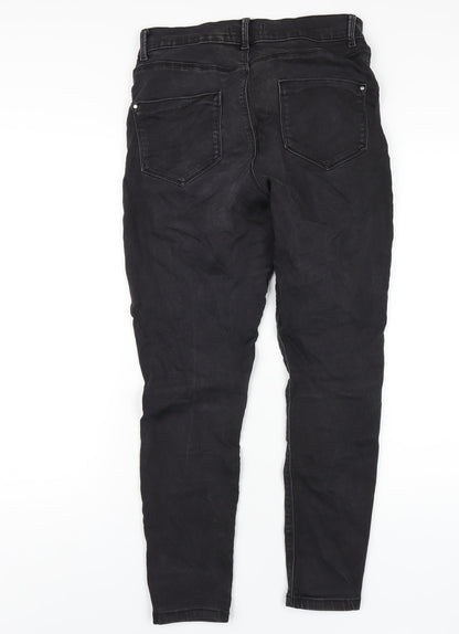 Dorothy Perkins Womens Black Cotton Skinny Jeans Size 12 L28 in Regular Zip