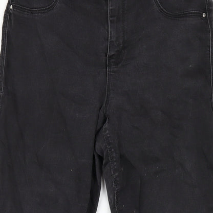 Dorothy Perkins Womens Black Cotton Skinny Jeans Size 12 L28 in Regular Zip