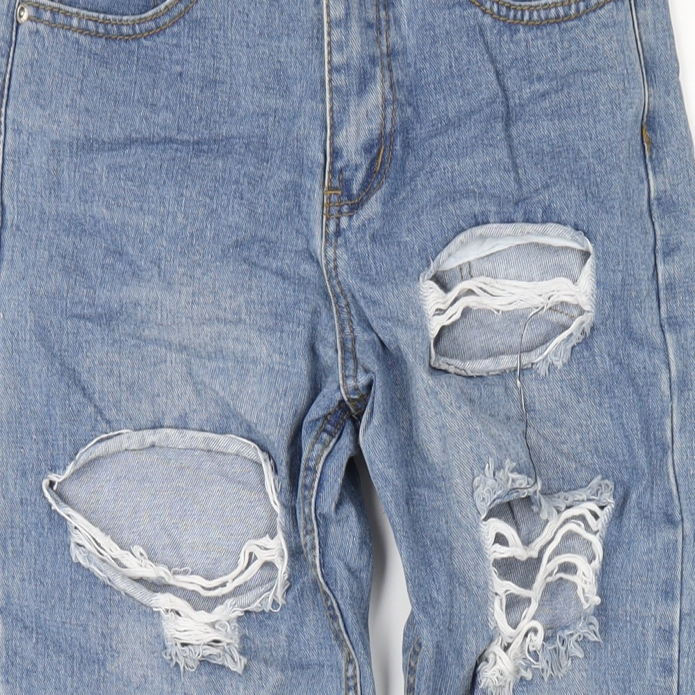 PRETTYLITTLETHING Womens Blue Cotton Mom Jeans Size 6 L27 in Regular Zip