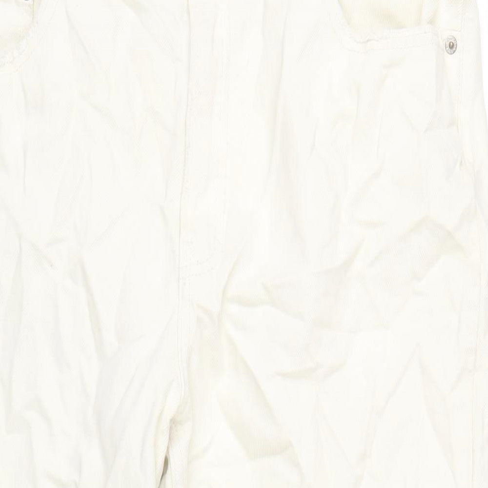 Pull&Bear Womens Ivory Cotton Straight Jeans Size 36 in L27 in Regular Zip