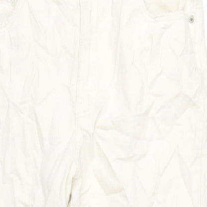 Pull&Bear Womens Ivory Cotton Straight Jeans Size 36 in L27 in Regular Zip