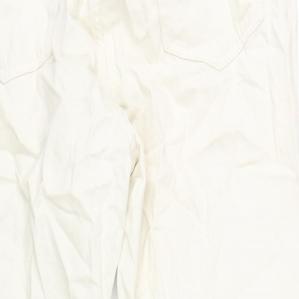 Pull&Bear Womens Ivory Cotton Straight Jeans Size 36 in L27 in Regular Zip